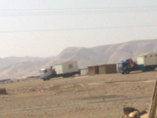 Israeli army taking away the donated mobile classrooms of the Arrigoni school in the Jordan Valley (Photo: Jordan Valley Solidarity Campaign)