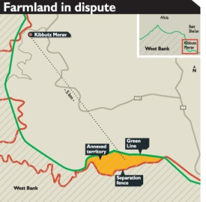 Map of disputed land near Kibbutz Merav.