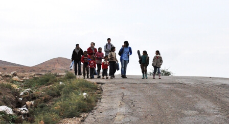 Walking the children to school