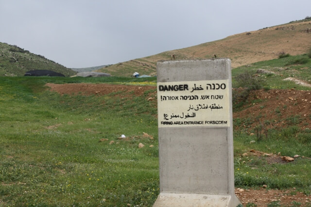 One of many Israeli army firing areas declared next to bedouin homes