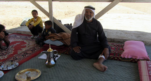 Khalil Hamdan, a resident of Wadi al-Qatif, and two community children. Photo by 'Amer 'Aruri, B'Tselem, 30 April 2014