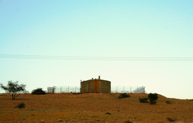 Israeli water tank on the hill above Ein El Hilwe