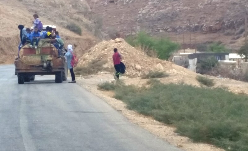 Without a school bus children iun the Jordan Valley have no safe way to trvel to school